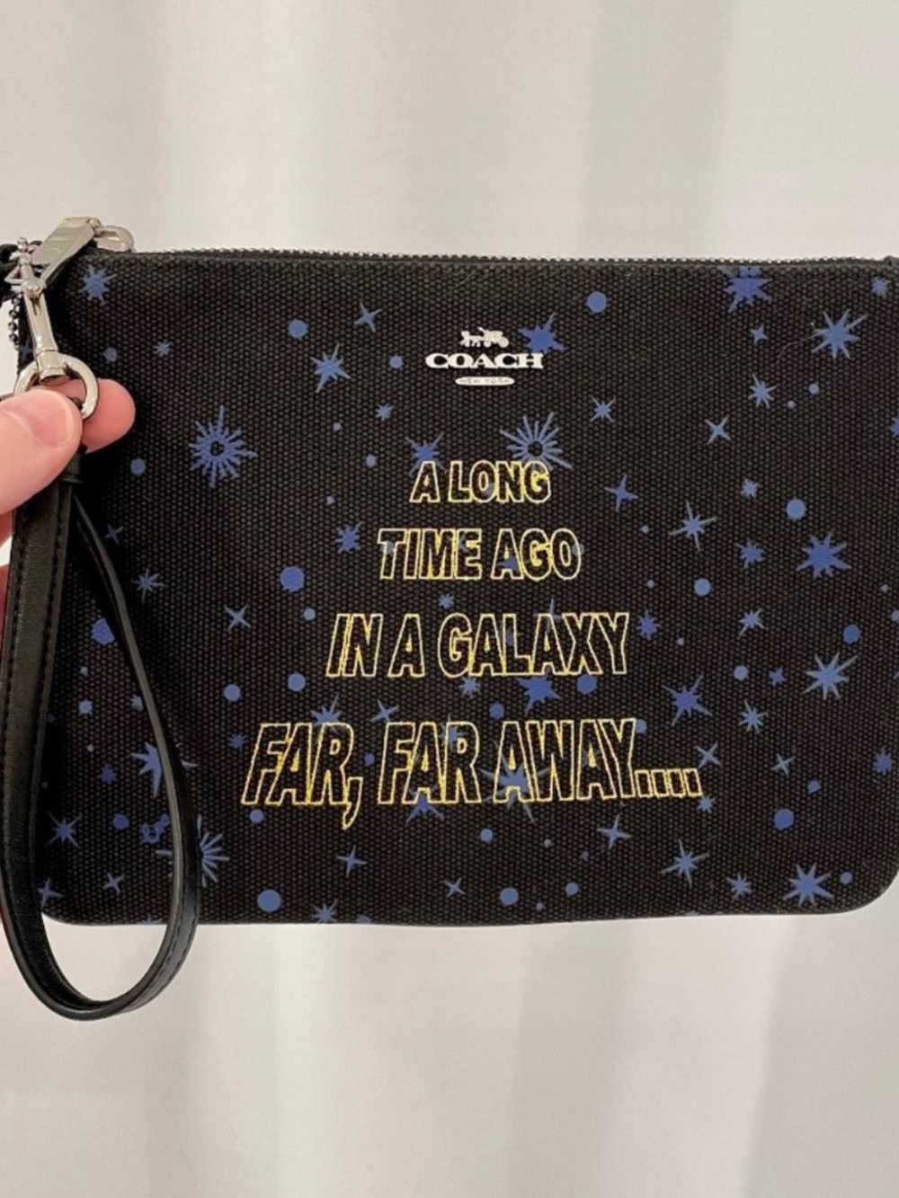 Coach x Star Wars limited edition Gallery pouch with Star Wars opening scroll
